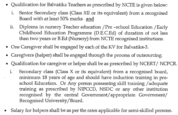 Kvs Balvatika Recruitment 2024 Teacher Jobs Vacancy Salary Syllabus