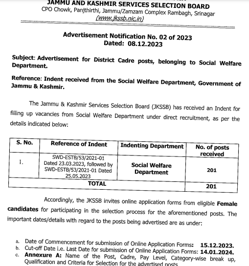 JKSSB Panchayat Secretary Vacancy 2024 VLW Results Syllabus Admit Card ...